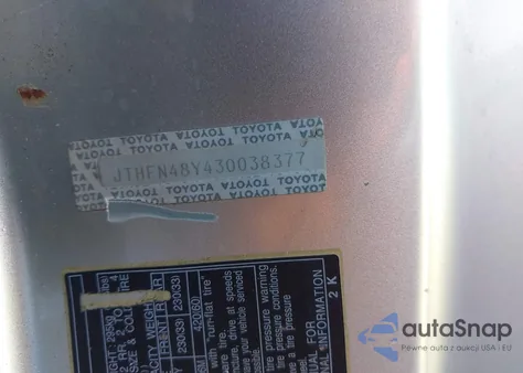 2003 Lexus Sc 430 из США, поврежденный, VIN JTHFN48Y430038377